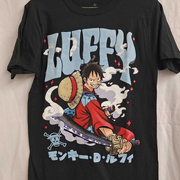One Piece Luffy Samurai Sword Puff Print T-Shirt Black Size s Hot Topic Anime - Picture 1 of 2